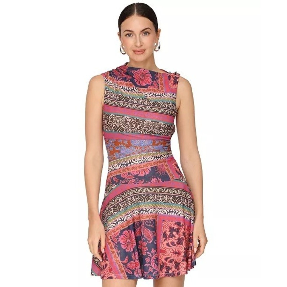 NWT Avec Les Filles Women's Sleeveless Asymmetrical Mini Dress L $138